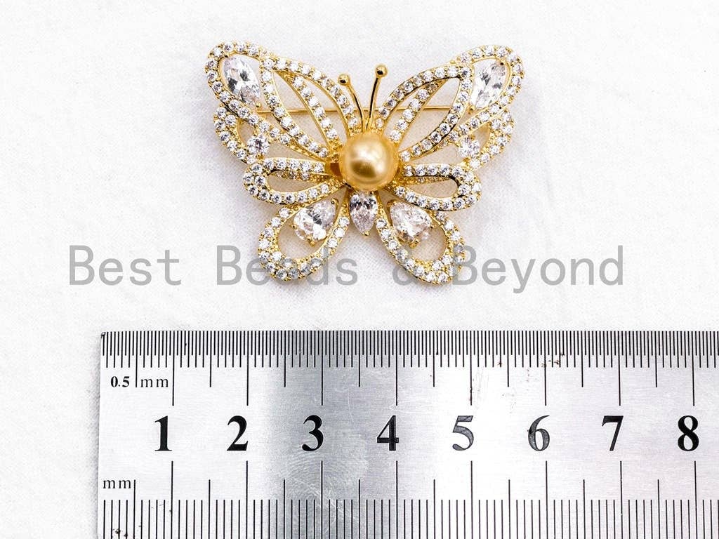CZ Micro Pave Butterfly Brooch, Sku#P36