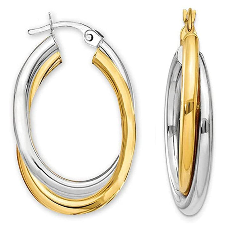 Separation Round Fashion Simple Glossy Two-color Nightclub Stud Earrings