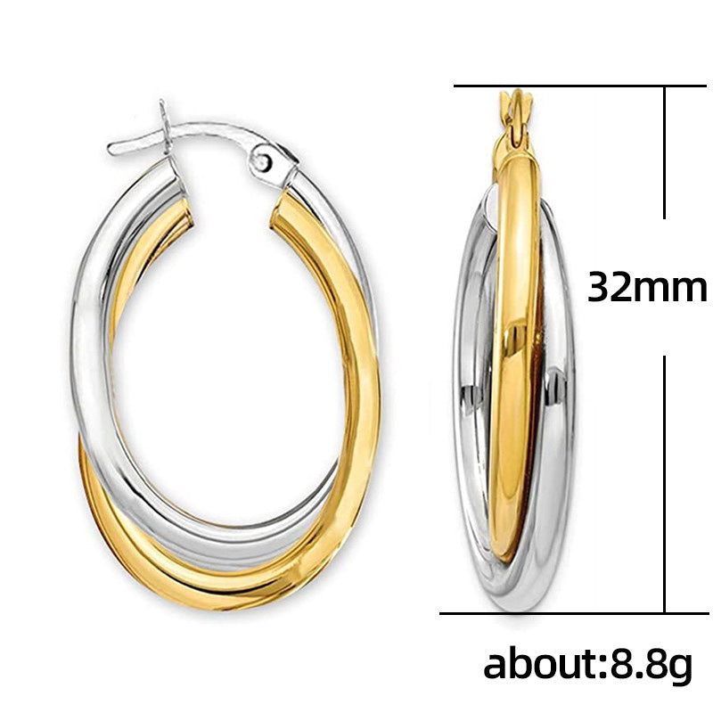 Separation Round Fashion Simple Glossy Two-color Nightclub Stud Earrings