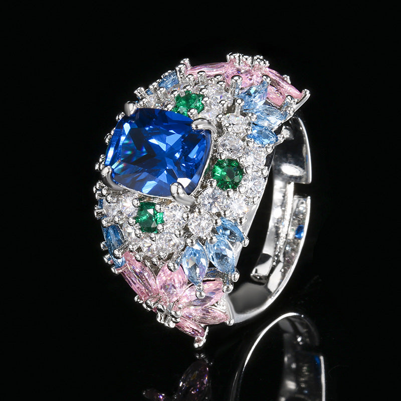 New Fashion Gemstone Ring, European & American Style, High-End, Versatile & Light Luxury For Women