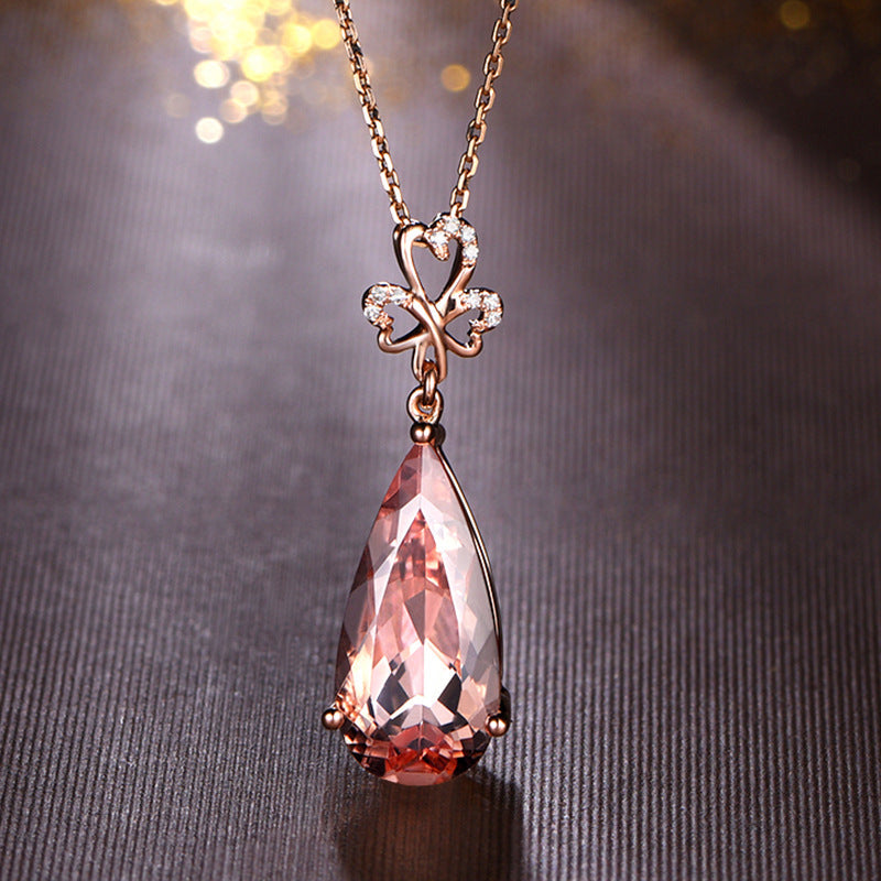 Morgan Stone Simulation Low Luxury Diamond Female Rose Gold Crystal Pendant