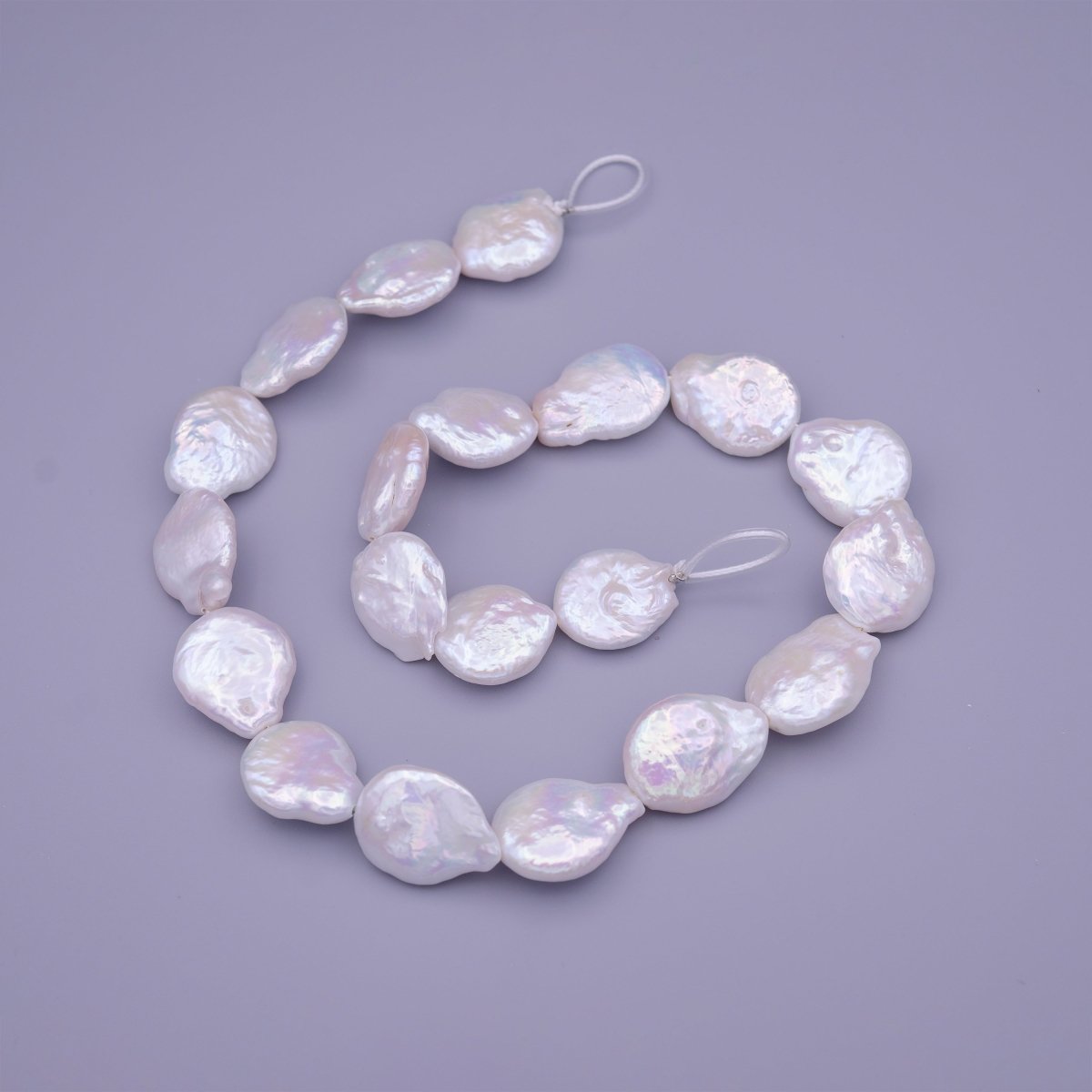 18.4mm Natural Flat Heishi Freshwater Pearls 20pcs Full Strand | WA-1326 Clearance Pricing
