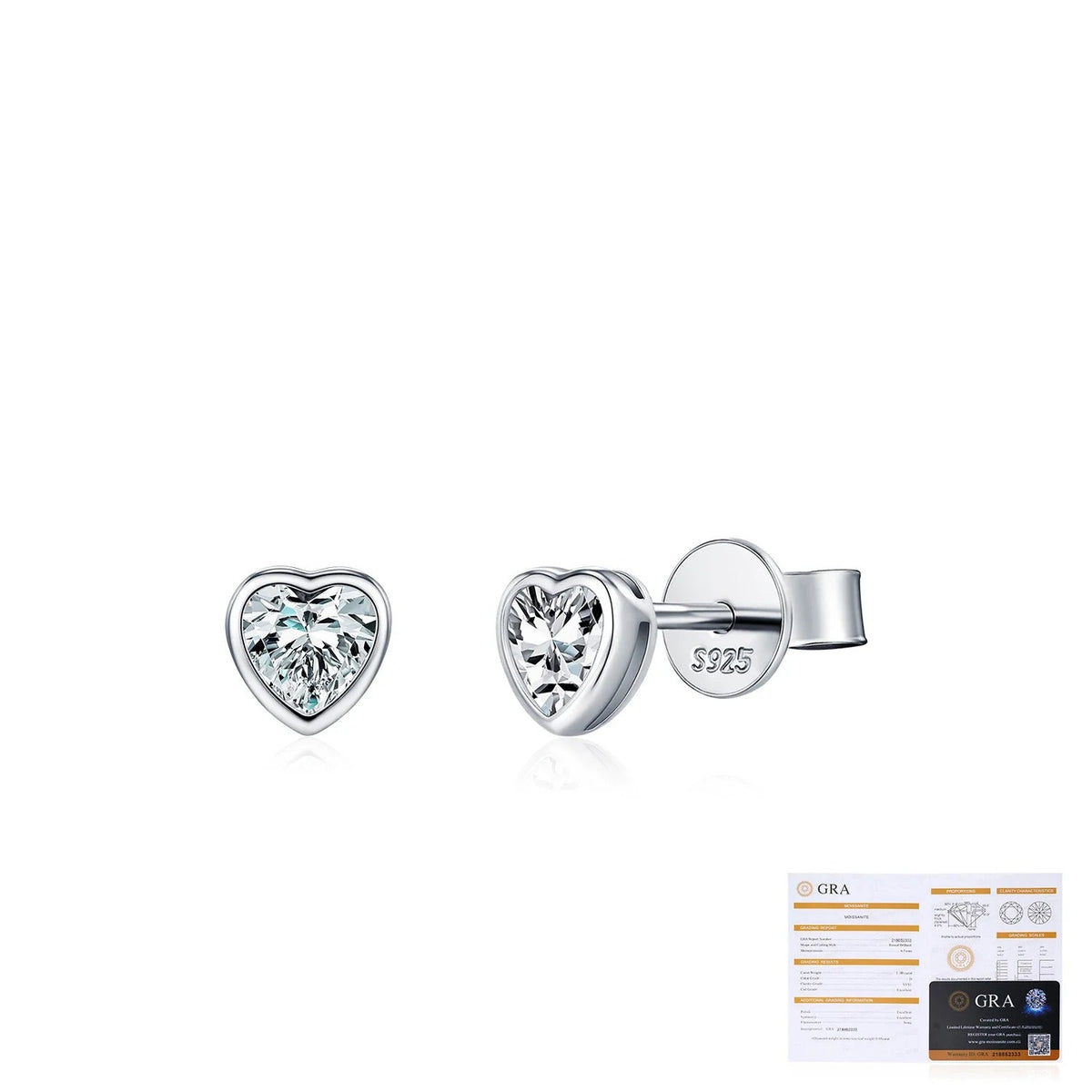 Heart-Shaped D-Color VVS1 Moissanite Stud Earrings in Sterling Silver – Sweet, Chic, and Timeless
