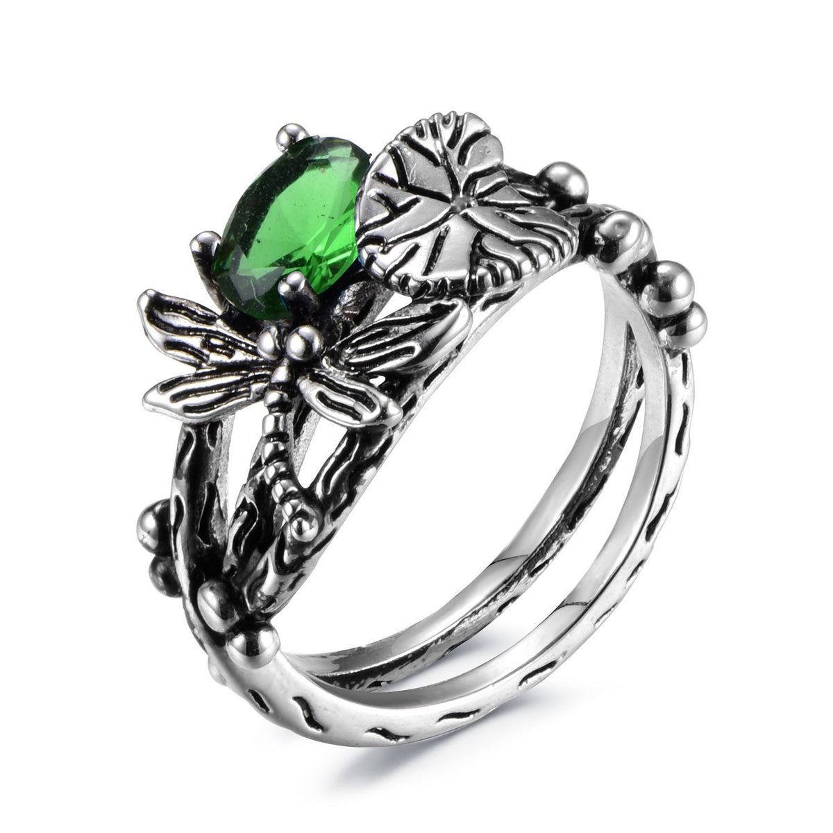 Women's Cheng Creative Dragonfly Lotus Vintage Thai Rings