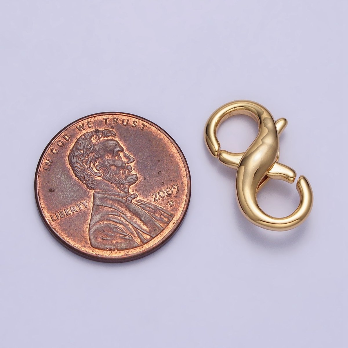 18.5mm Gold Double Lobster Clasps Infinity Jewelry Closure Supply | Z-091