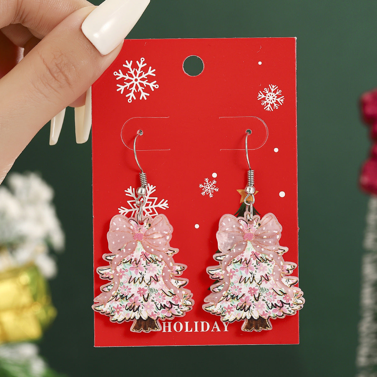 European And American Cross-Border Hot Selling New Christmas Pendant Earrings Cartoon Diamond Alloy Material Christmas Earrings Series Wholesale