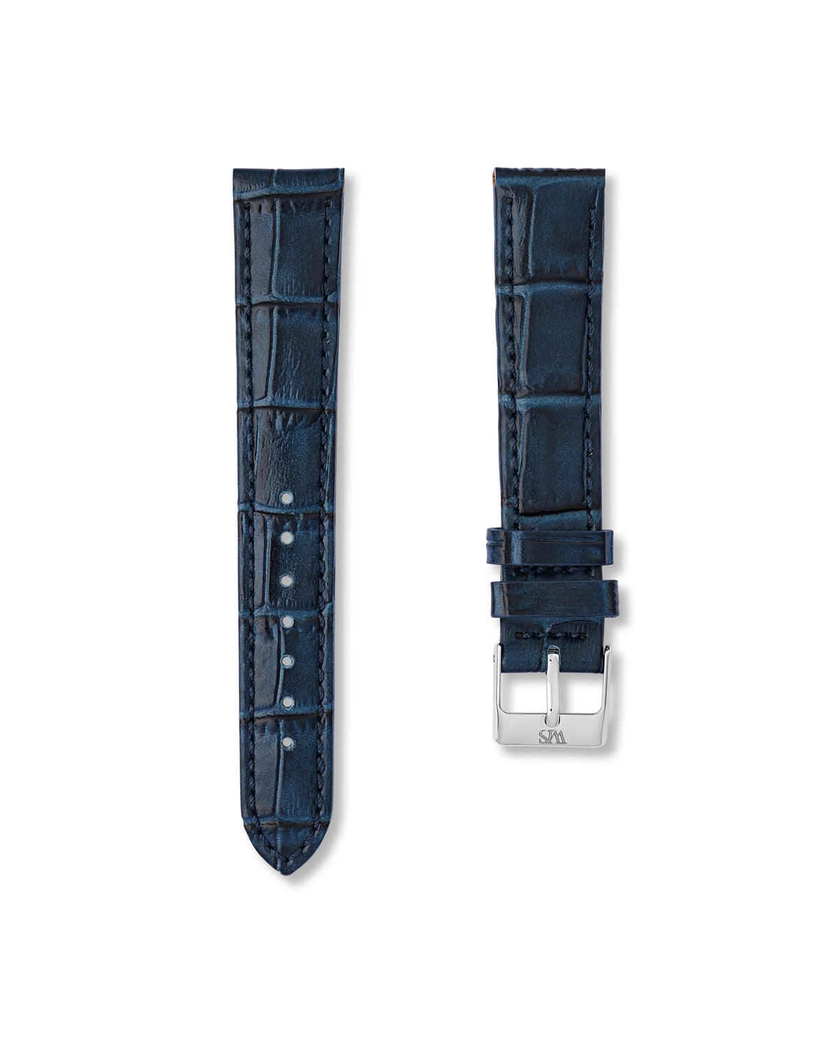 Midnight Blue Alligator Leather Watch Strap 18mm