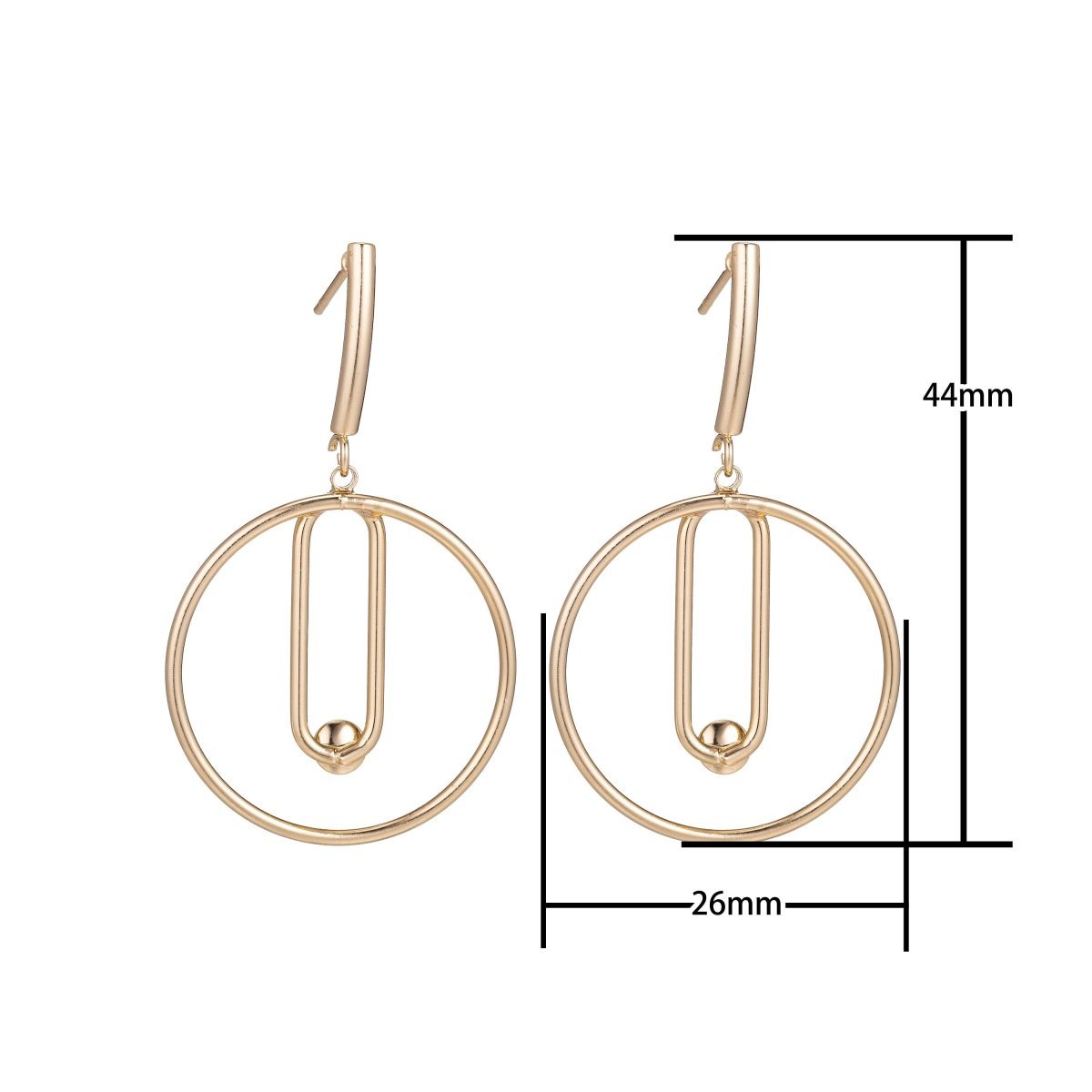 18k Gold Fill DIY Earrings with Loop, Make Your Own Stud Dangle Earrings, Earring Component Findings for Jewelry Making Supplies, K-018