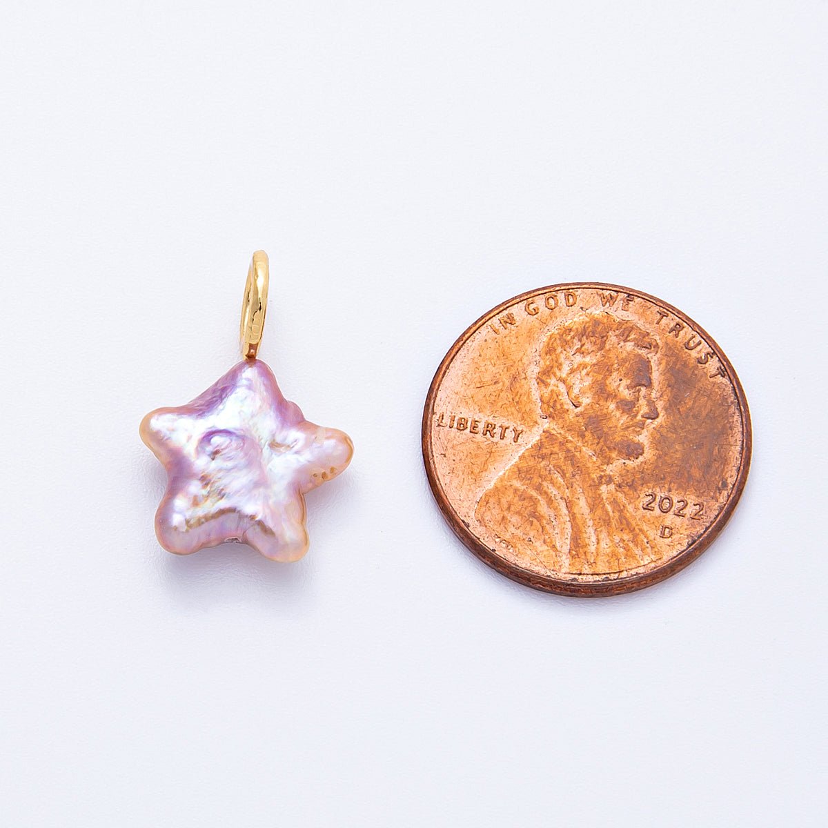 18K Gold Filled 18mm Purple, Pink, White Celestial Star Freshwater Pearl Pendant | Charms-00431 - 00433