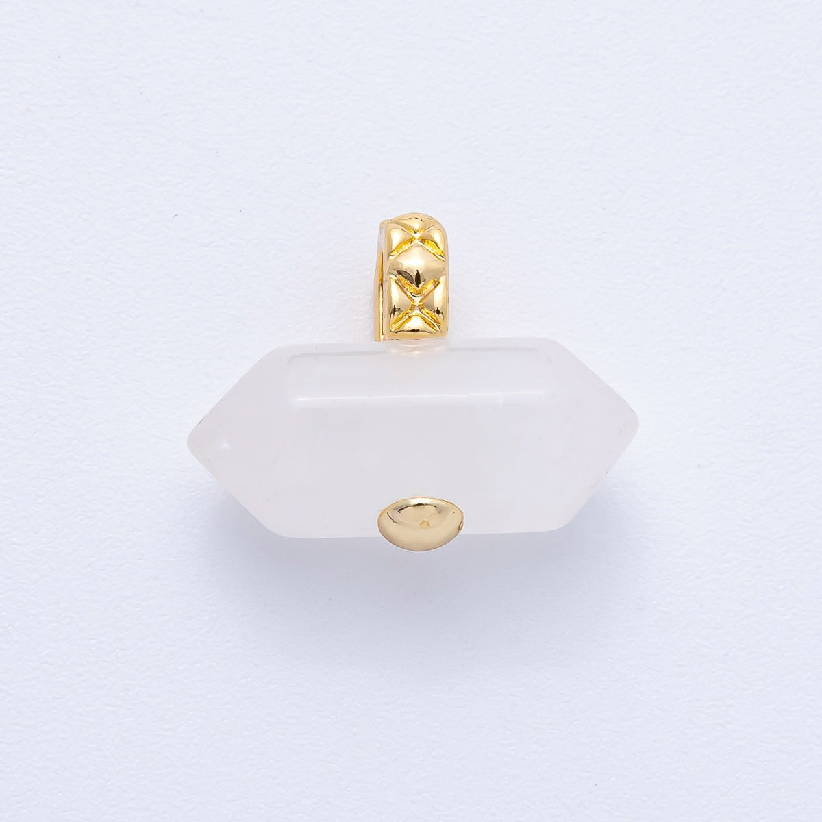 18K Gold Filled 21.3mm Natural Gemstone Point Croissant Pendant | AK129 - AK132