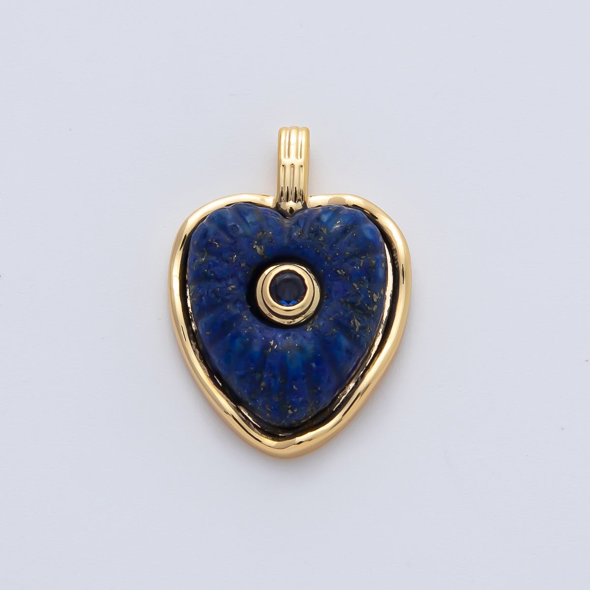 18K Gold Filled 23mm Amazon, Amethyst, Lapis Gemstone Sunburst Heart Pendant | AF1161 ~ AF1163
