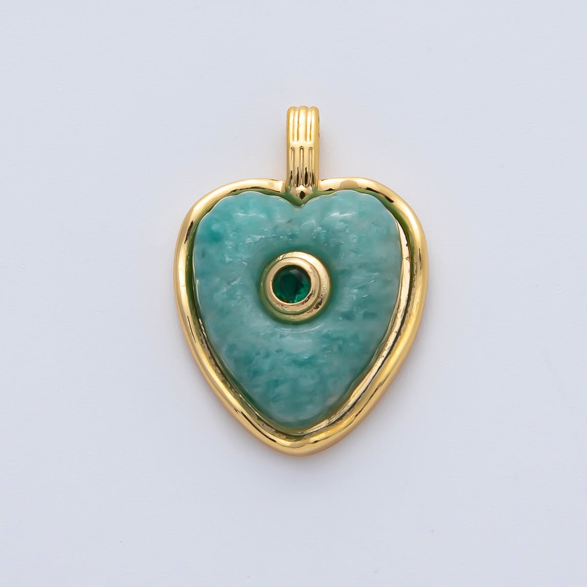 18K Gold Filled 23mm Amazon, Amethyst, Lapis Gemstone Sunburst Heart Pendant | AF1161 ~ AF1163