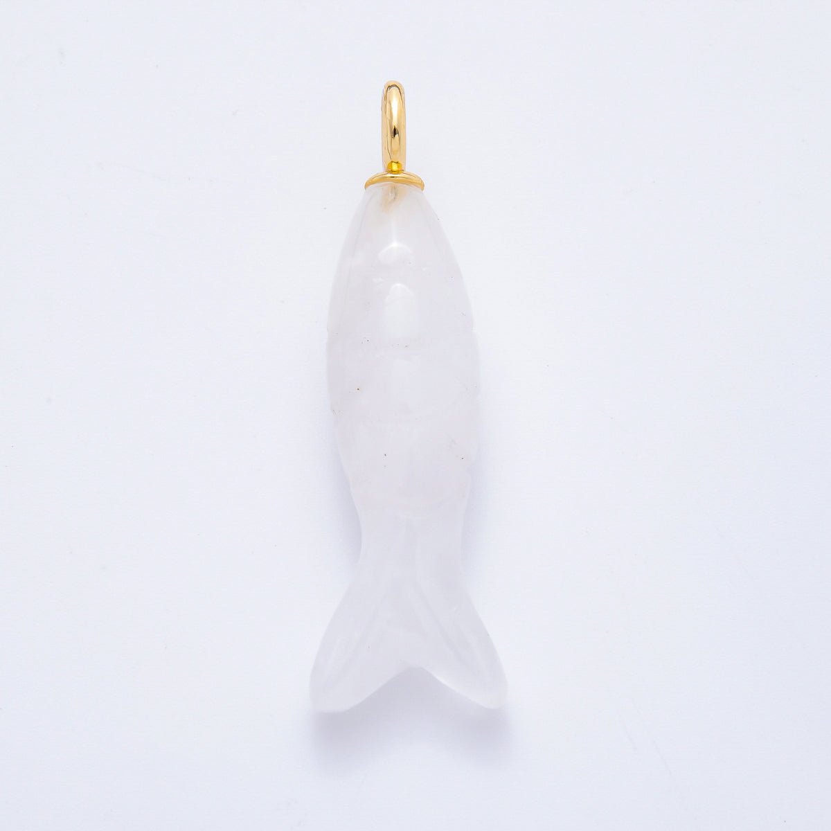 18K Gold Filled 48mm Quartz, Agate, & Tiger Eye Gemstone Sardine Fish Charm | C919 C923 C932 E008