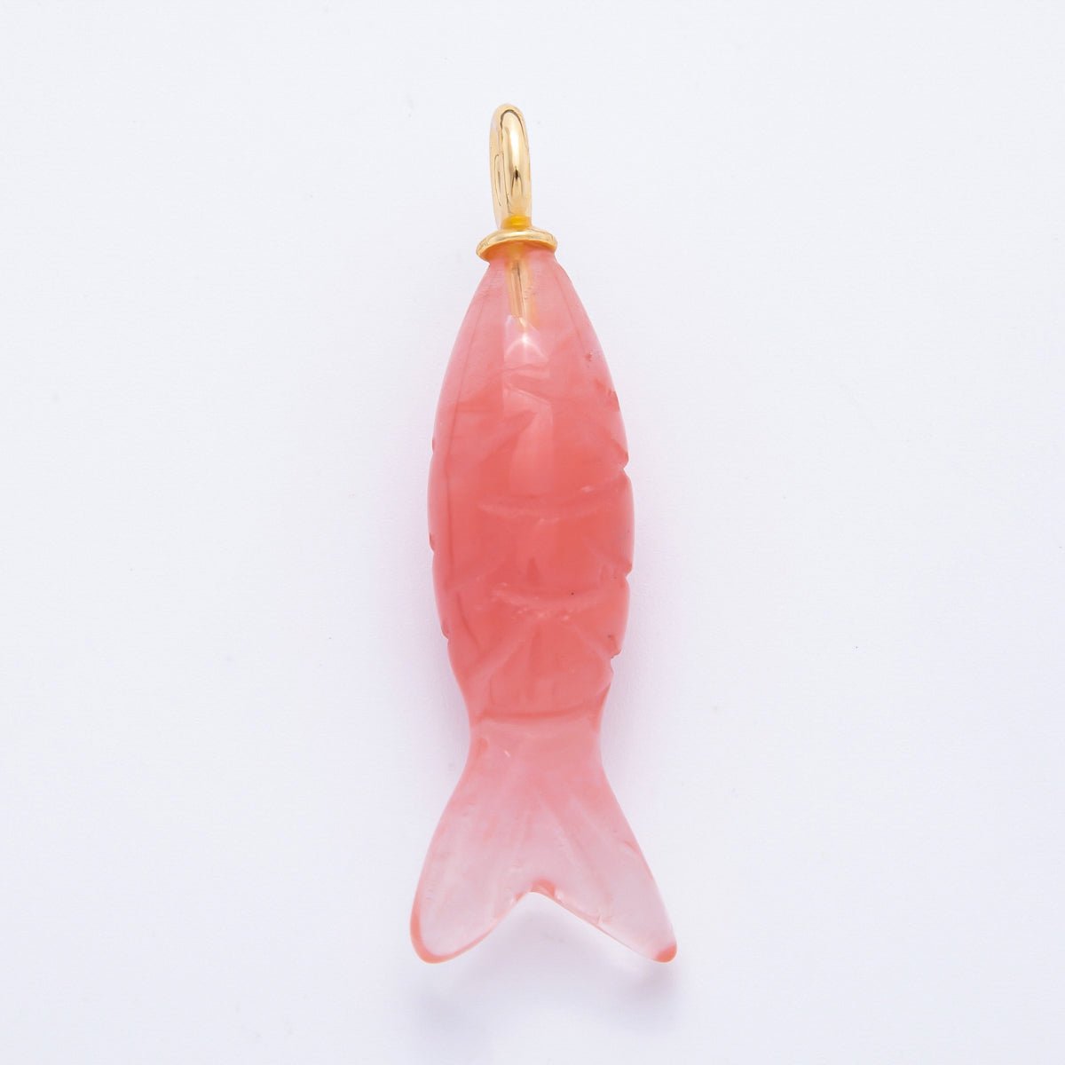 18K Gold Filled 48mm Quartz, Agate, & Tiger Eye Gemstone Sardine Fish Charm | C919 C923 C932 E008