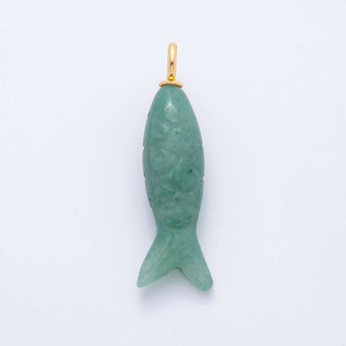 18K Gold Filled 48mm Quartz, Agate, & Tiger Eye Gemstone Sardine Fish Charm | C919 C923 C932 E008