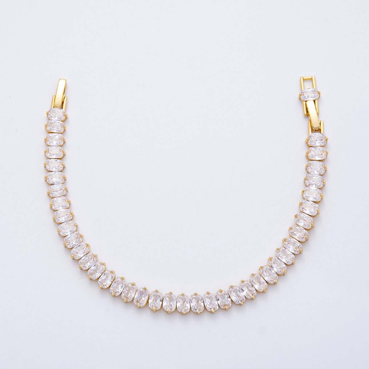 18K Gold Filled 6.3mm Clear Oval CZ Tennis Chain Adjustable Bracelet | WA-3884