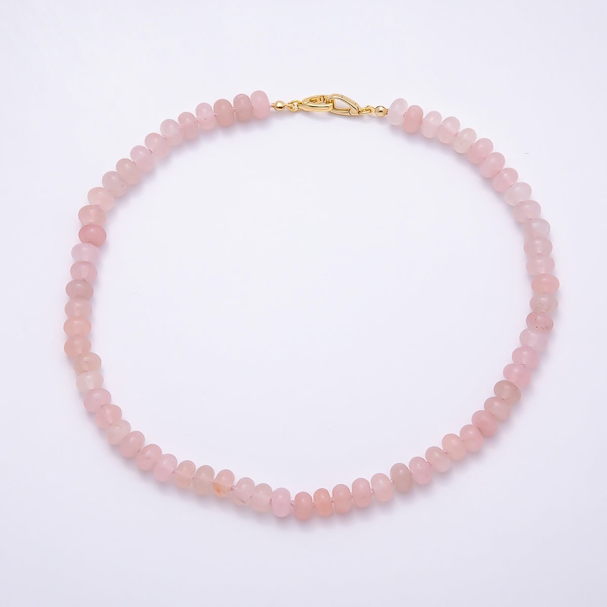 18K Gold Filled 8mm Aventurine, Onyx, Lapis Lazuli, Rose Quartz Rondelle Gemstone Chain 17 Inch Necklace w. Dual Push Gate | WA-04664 ~ WA-04667