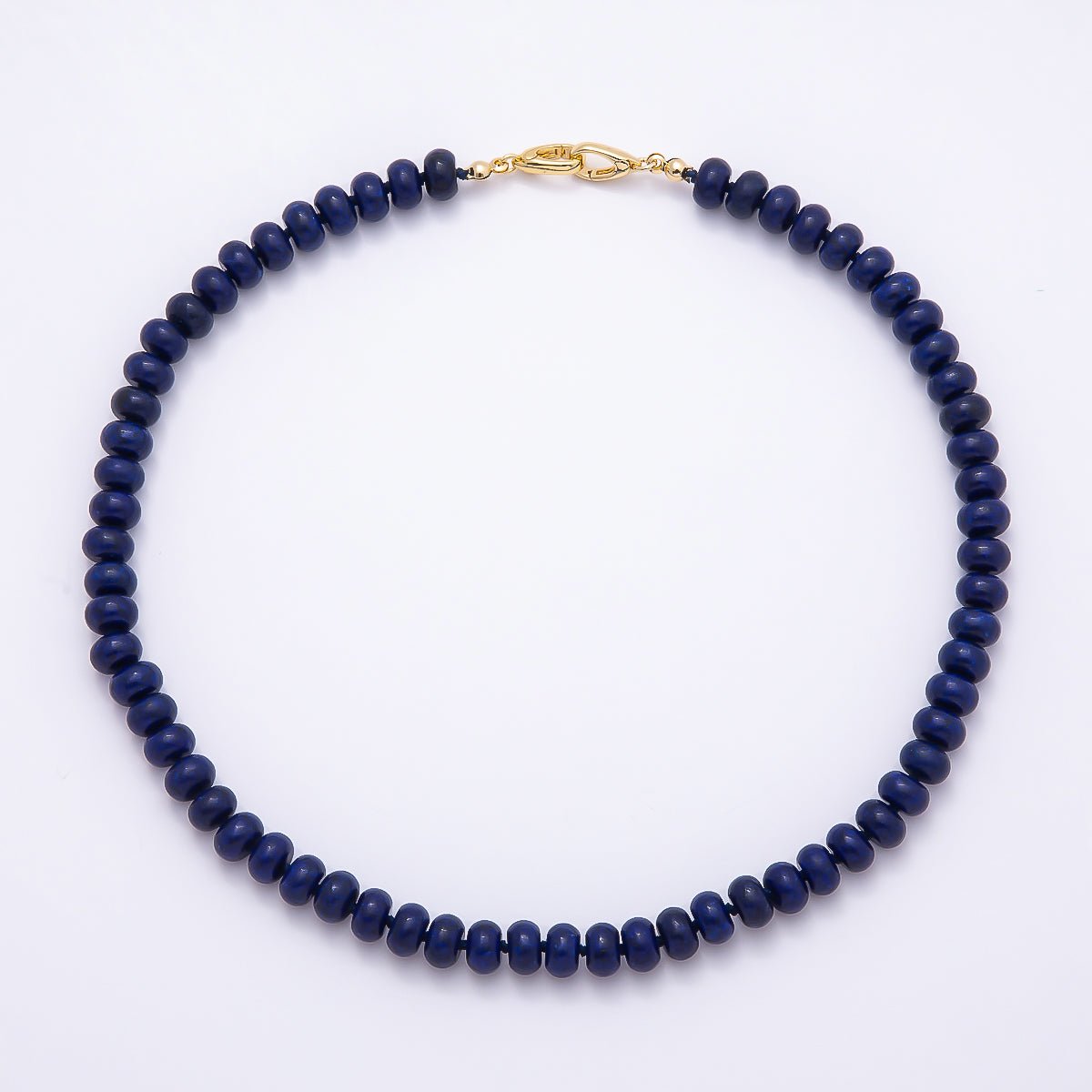18K Gold Filled 8mm Aventurine, Onyx, Lapis Lazuli, Rose Quartz Rondelle Gemstone Chain 17 Inch Necklace w. Dual Push Gate | WA-04664 ~ WA-04667