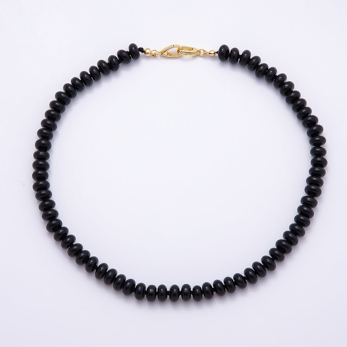 18K Gold Filled 8mm Aventurine, Onyx, Lapis Lazuli, Rose Quartz Rondelle Gemstone Chain 17 Inch Necklace w. Dual Push Gate | WA-04664 ~ WA-04667