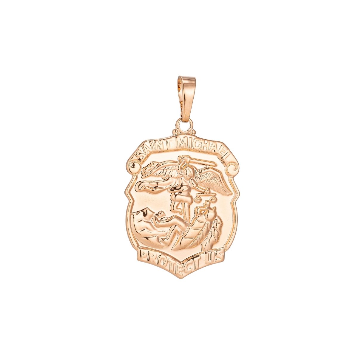 18k Gold Filled Archangel Saint Michael Medal Pendant for Protection Protect us with Prayer in the back for Necklace Jewelry Making H-260
