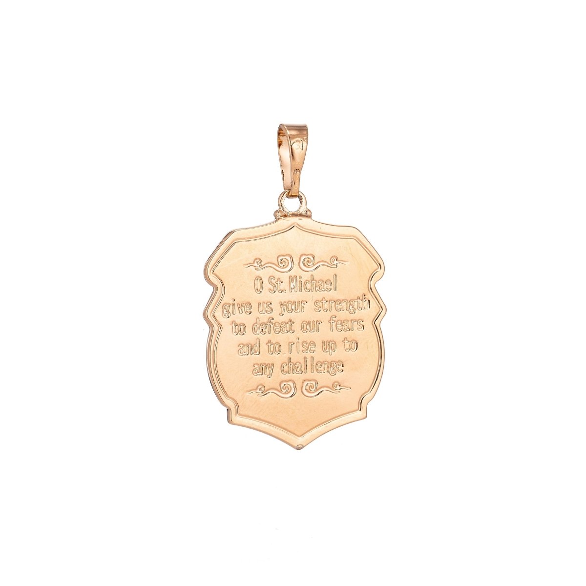 18k Gold Filled Archangel Saint Michael Medal Pendant for Protection Protect us with Prayer in the back for Necklace Jewelry Making H-260
