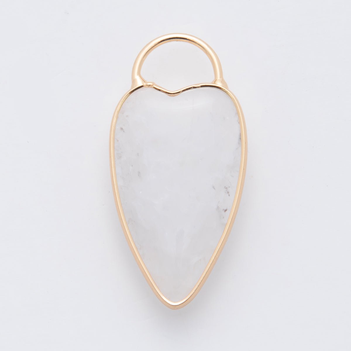 18K Gold Filled Clear Quartz, Grey Agate, Rose Quartz, Amethyst Heart Padlock Charm | X250 - X323