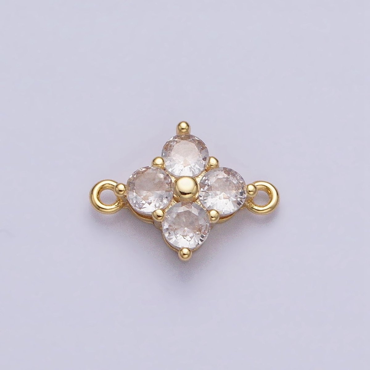 18K Gold Filled Clear Quatrefoil Clover Flower Connector in Gold & Silver | Y-00843