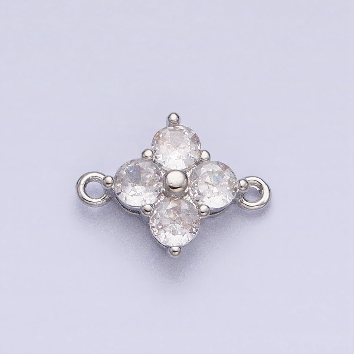 18K Gold Filled Clear Quatrefoil Clover Flower Connector in Gold & Silver | Y-00843