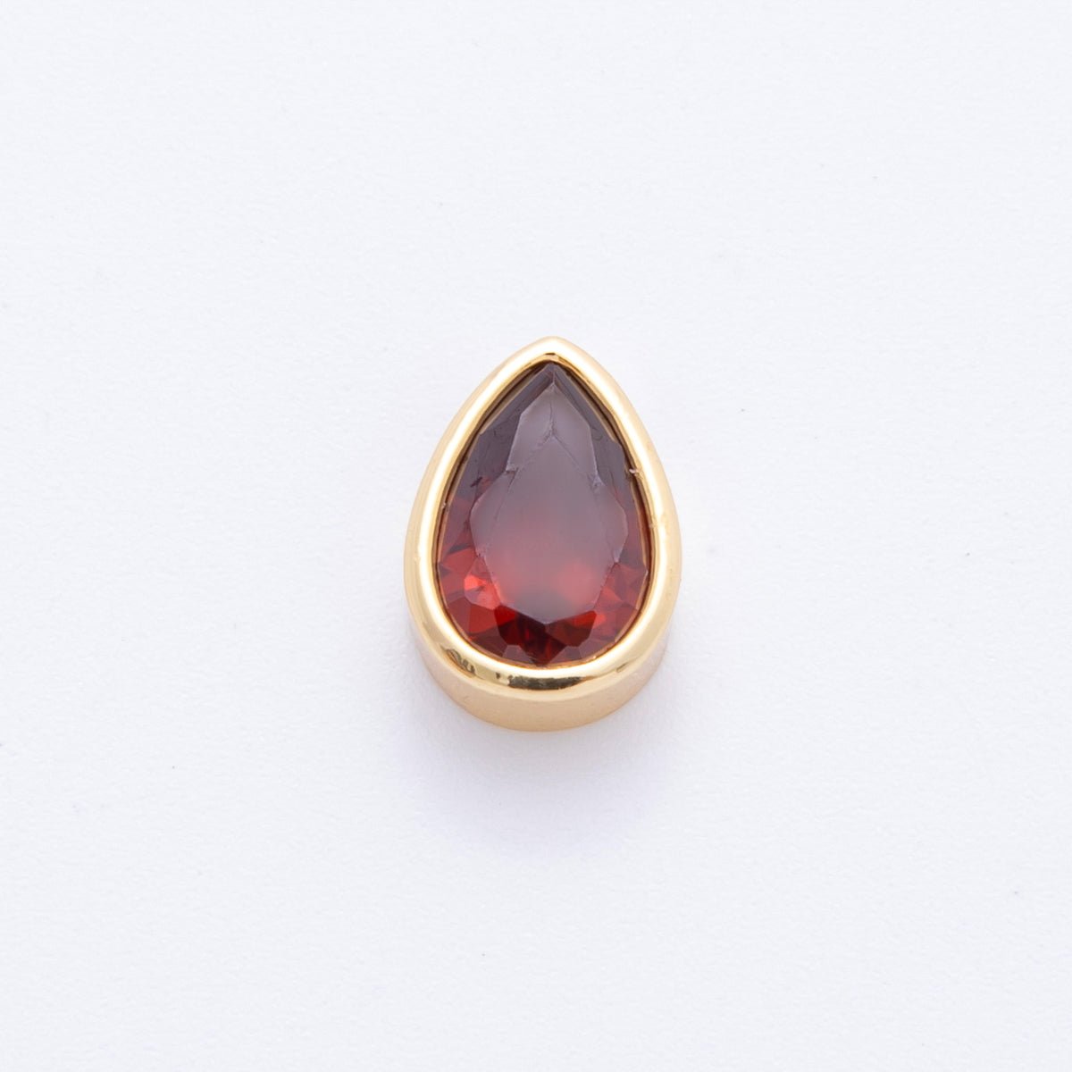 18K Gold Filled Clear, Red, Green, Pink CZ Teardrop Bezel Bead Charm | AF1032 AF1056