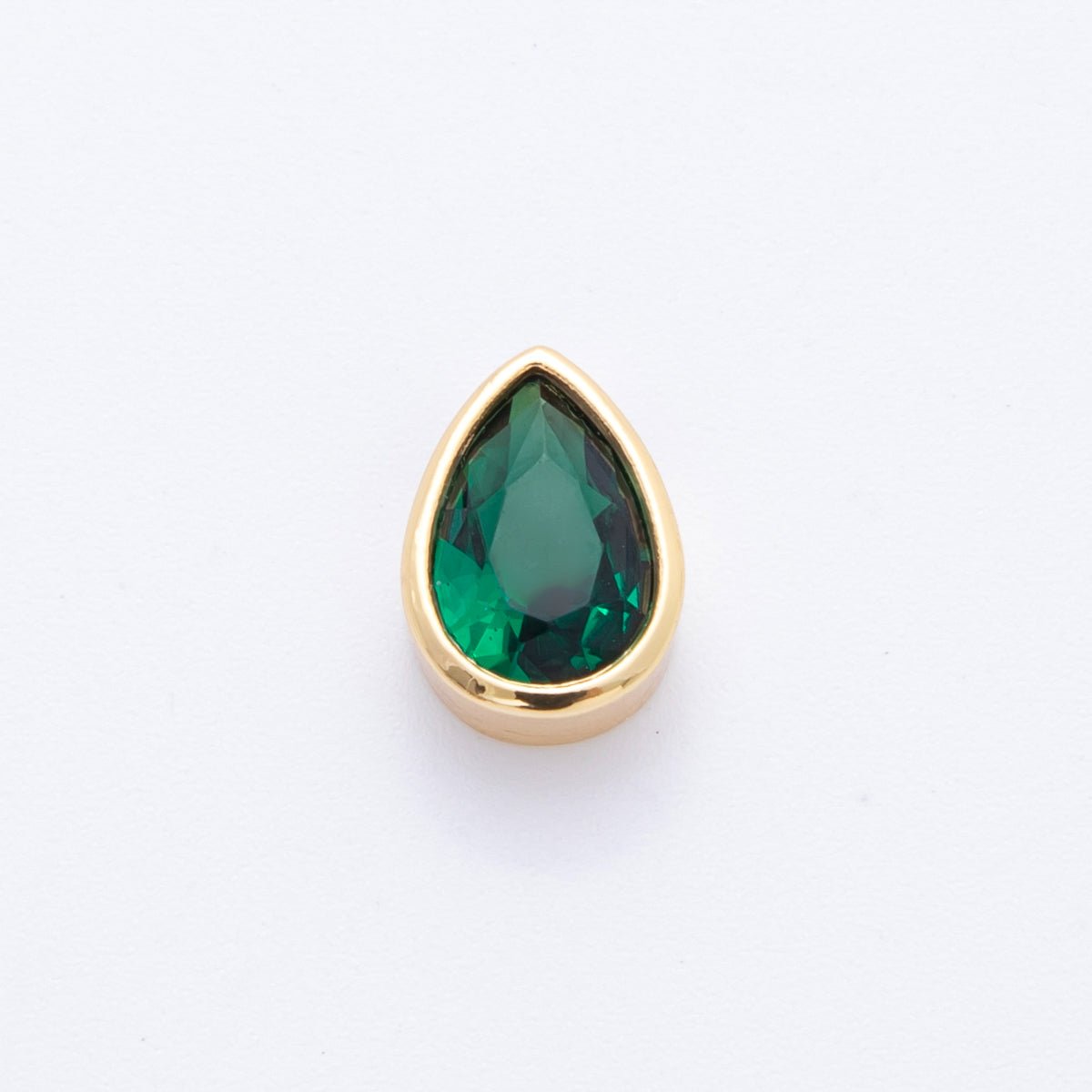 18K Gold Filled Clear, Red, Green, Pink CZ Teardrop Bezel Bead Charm | AF1032 AF1056
