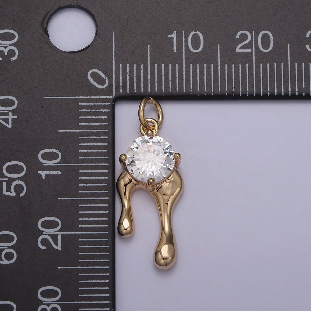 OS 18k Gold Filled Clear Round Cut Solitaire CZ Ladies Pendant Charm N-828