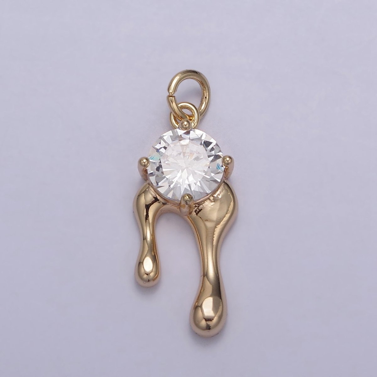OS 18k Gold Filled Clear Round Cut Solitaire CZ Ladies Pendant Charm N-828