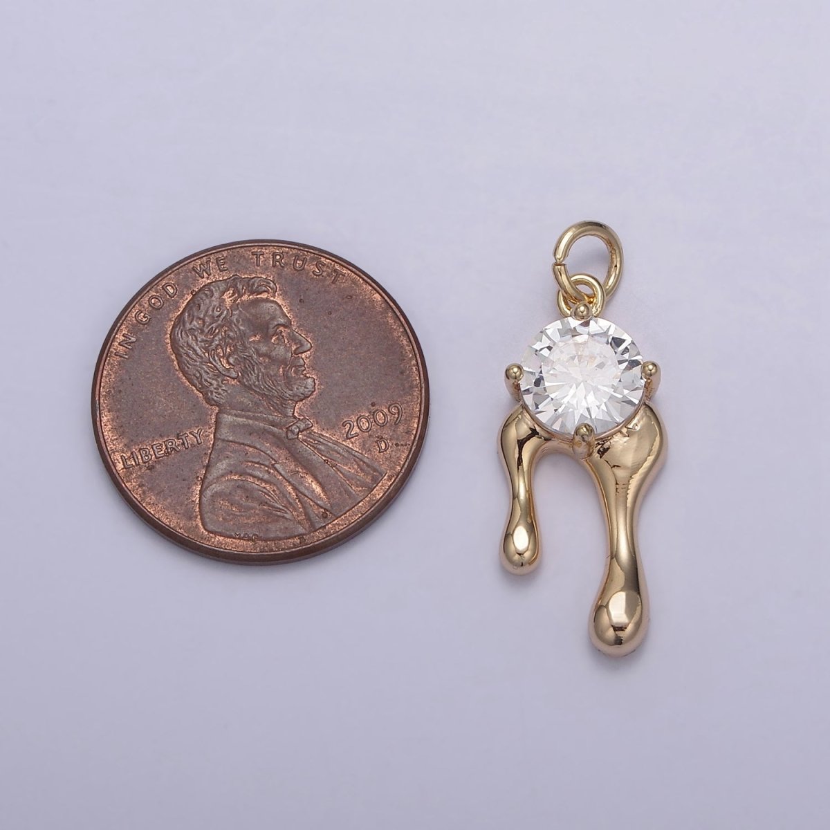 OS 18k Gold Filled Clear Round Cut Solitaire CZ Ladies Pendant Charm N-828