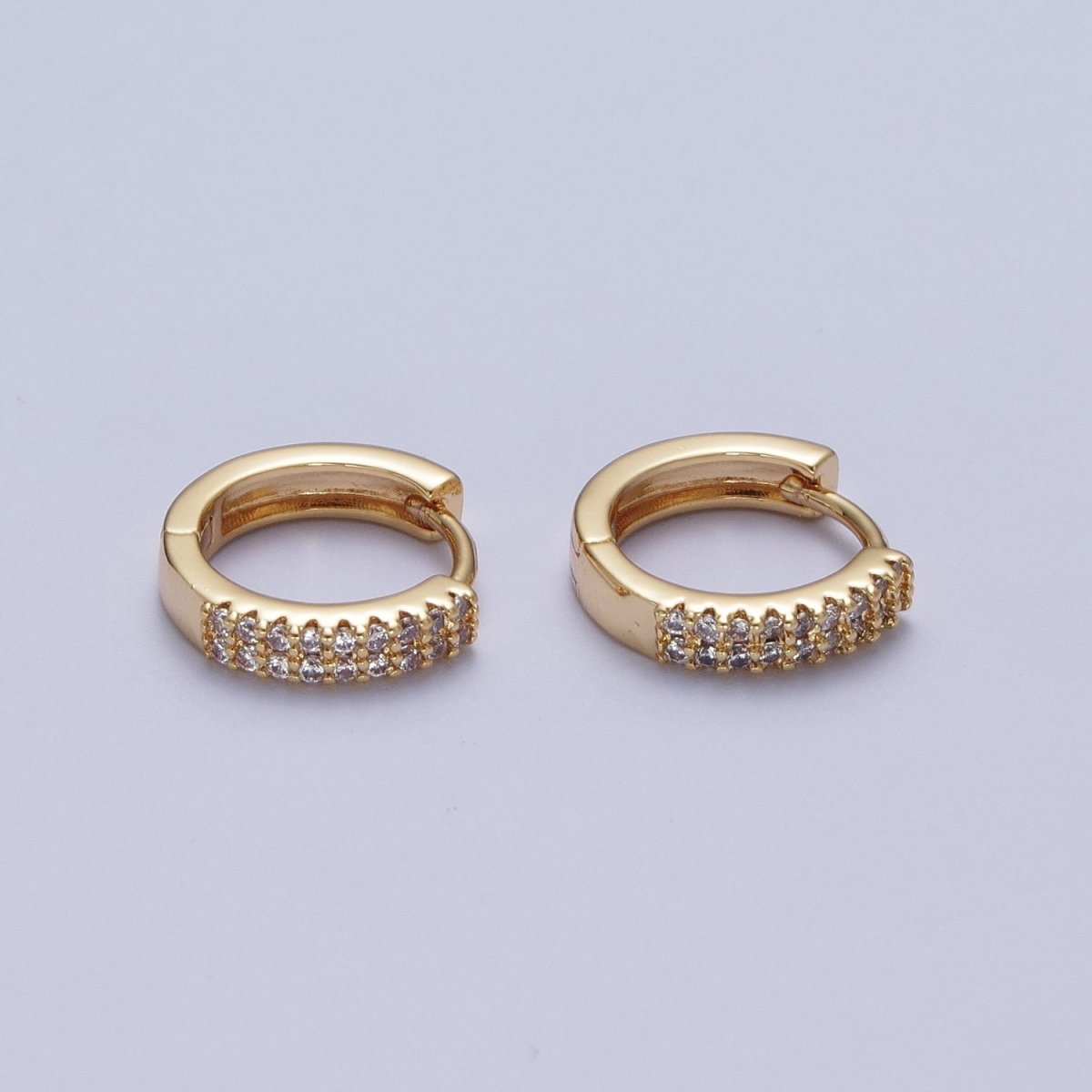 18k Gold Filled Cubic Zirconia Hoops Earrings Minimalist Gold Hoops Diamond Micro Pave CZ Dainty Gold Hoops P-242