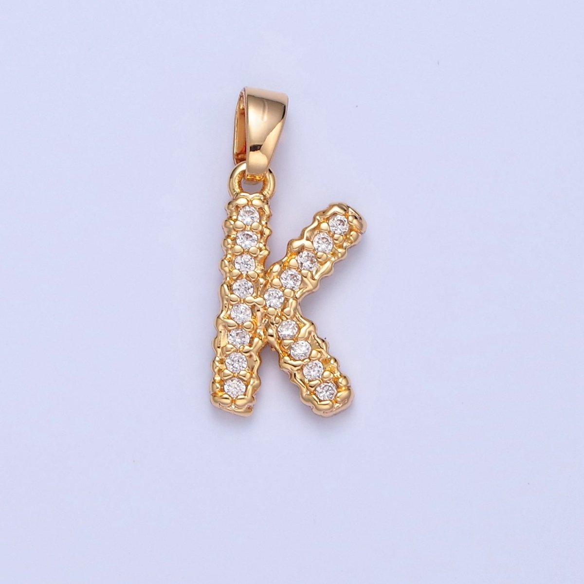 18k Gold Filled CZ Initial, Letter Alphabet Micro Pave charms Dainty Gold Cubic Pendant Charm for Necklace Bracelet Personalized Jewelry A-849-A-861