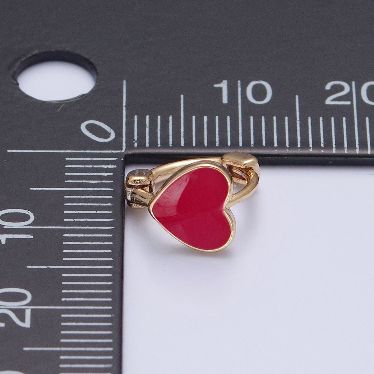 18K Gold Filled Enamel Heart Huggie Earring Pink Red White Heart Huggie T-447 ~ T-449