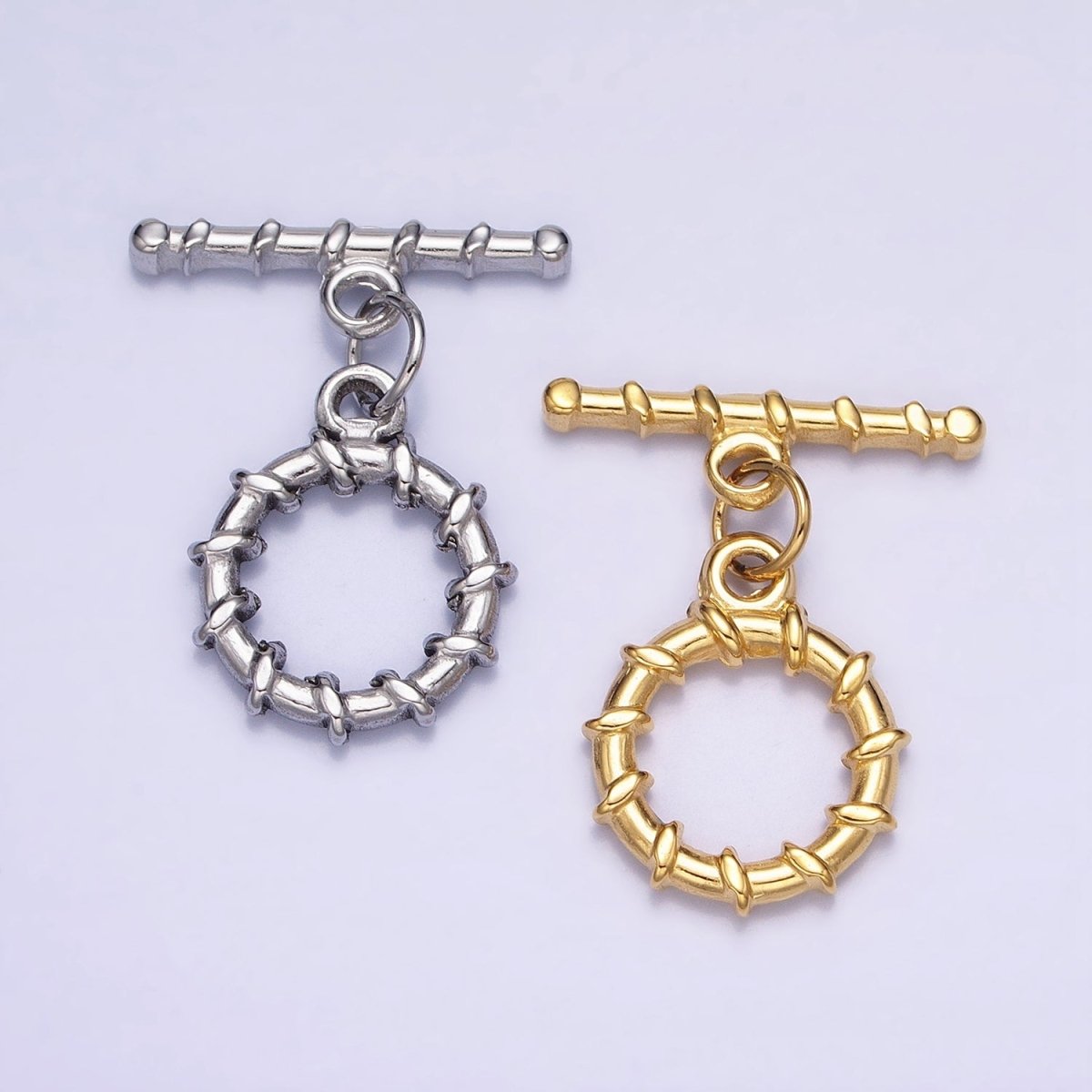 18K Gold Filled Geometric Tie Toggle Clasps in Gold & Silver | Z-299 Z-300