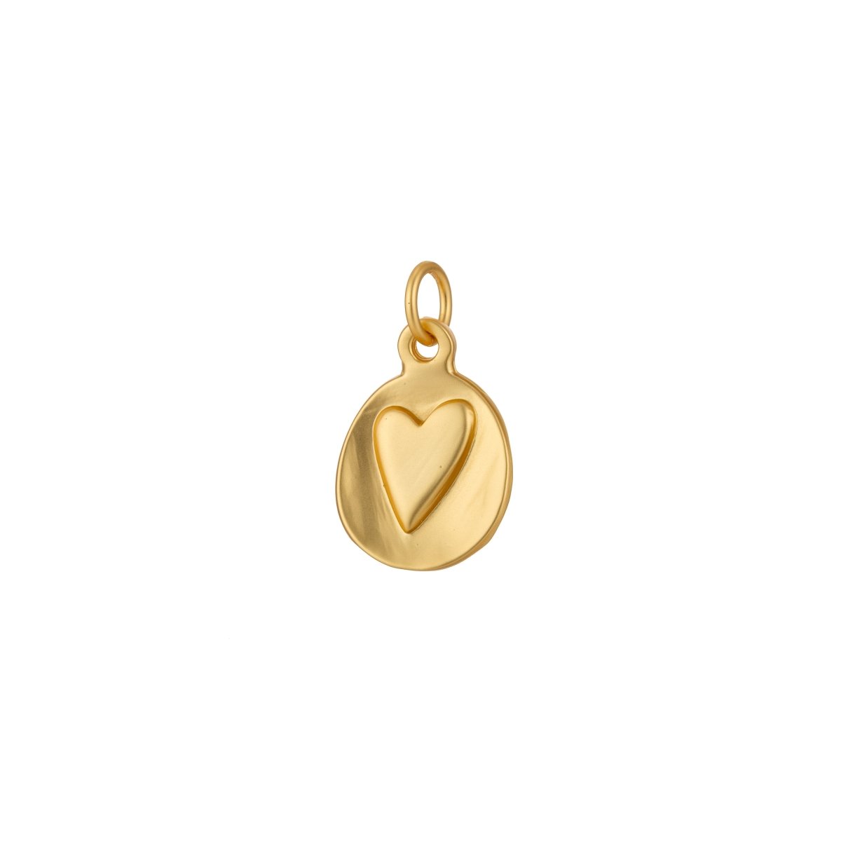 18k Gold FIlled Heart Imprint Circle Medallion Coin Charm Mother Daughter Sisters Best Friend Necklace Bracelet Earring Pendant C-483