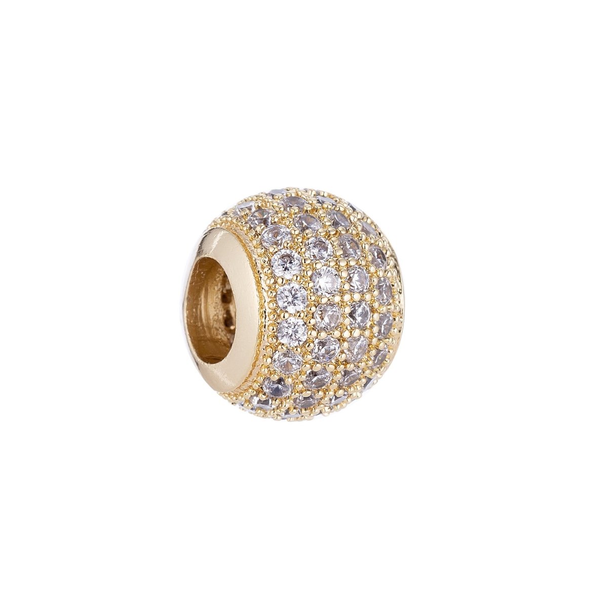 18K Gold Filled Micro Paved CZ 10mm Round Spacer Bead | B-001