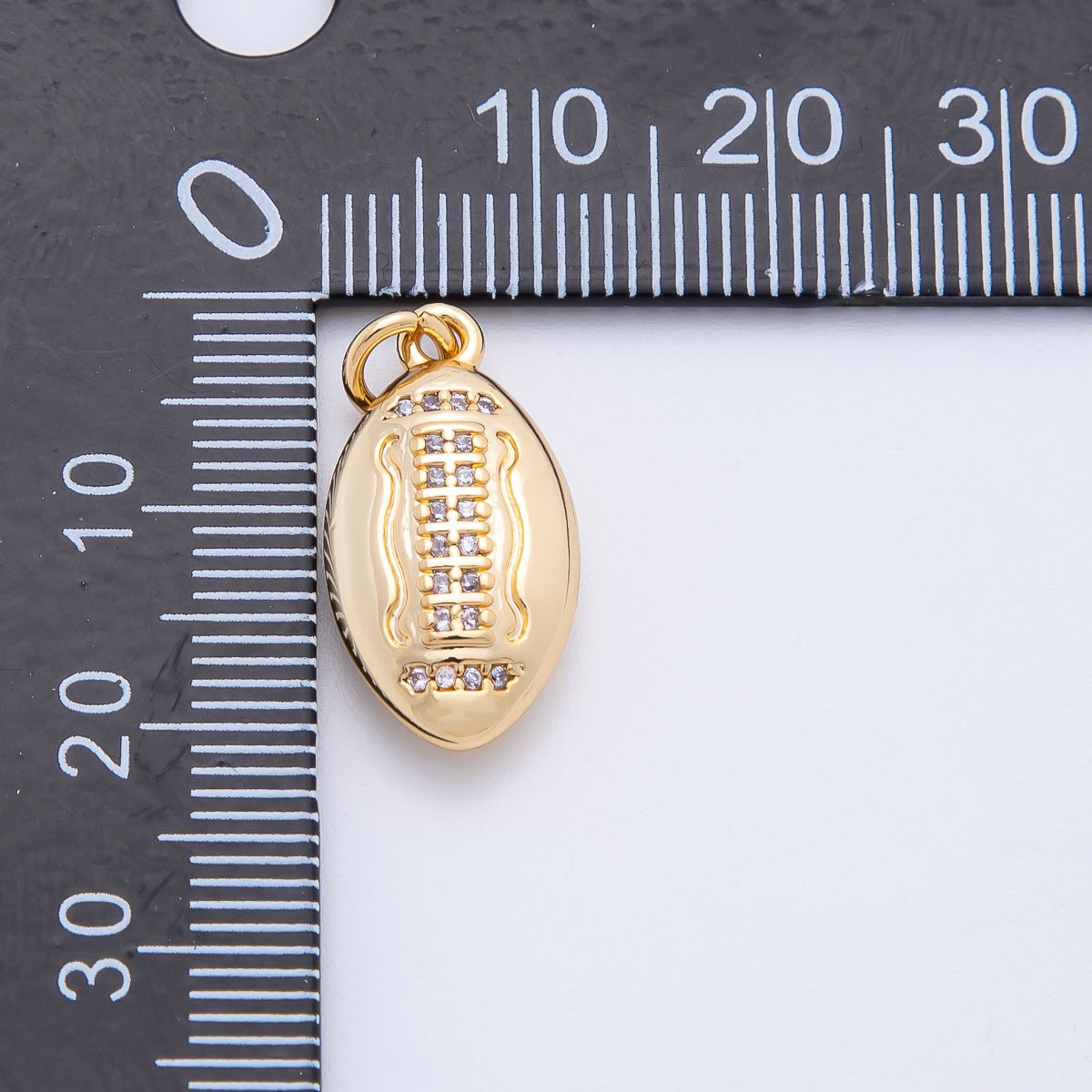 18K Gold Filled Micro Paved CZ American Football Sports Charm in Gold & Silver | N555