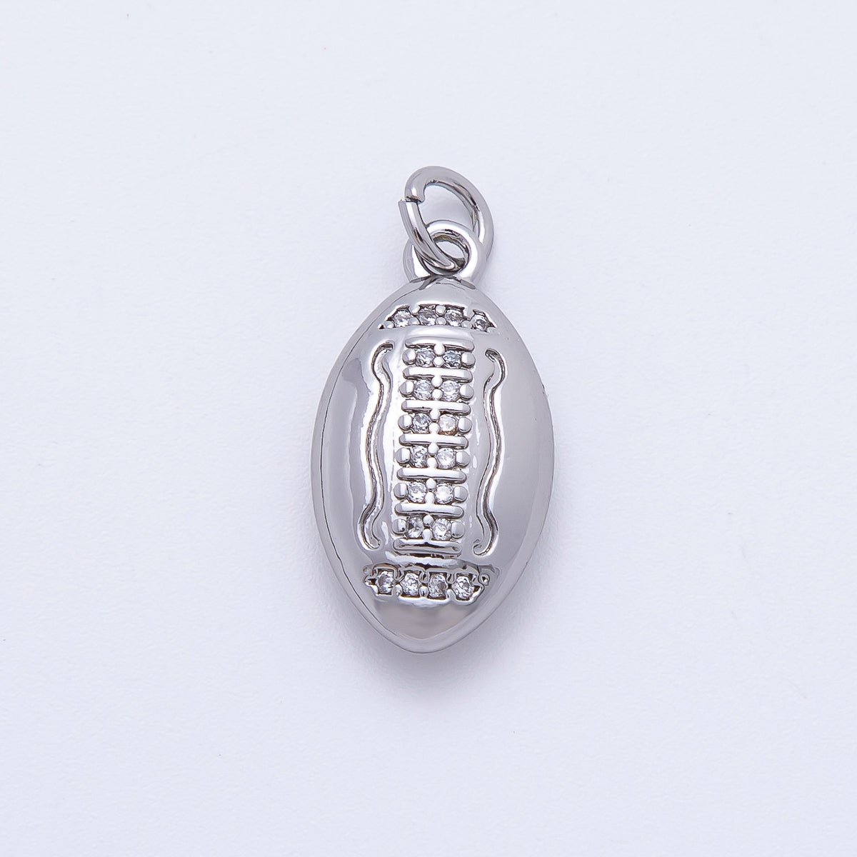 18K Gold Filled Micro Paved CZ American Football Sports Charm in Gold & Silver | N555
