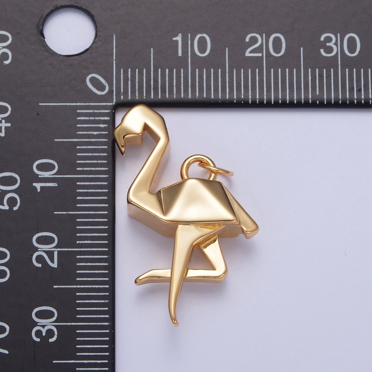 18K Gold Filled Origami Flamingo Flightless Bird Animal Charm | X-076