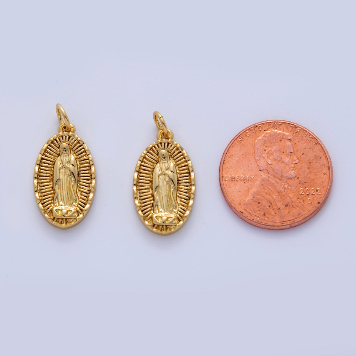 18K Gold Filled Our Lady Guadalupe Mother Mary Oval Charm | AF326