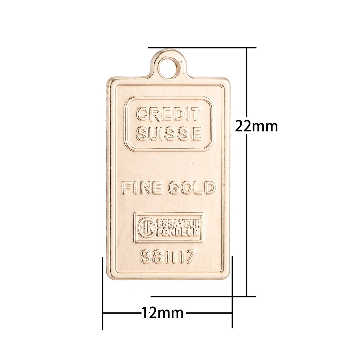 18K Gold Filled Queen Elizabeth Fine Bar Tag Charm C-001