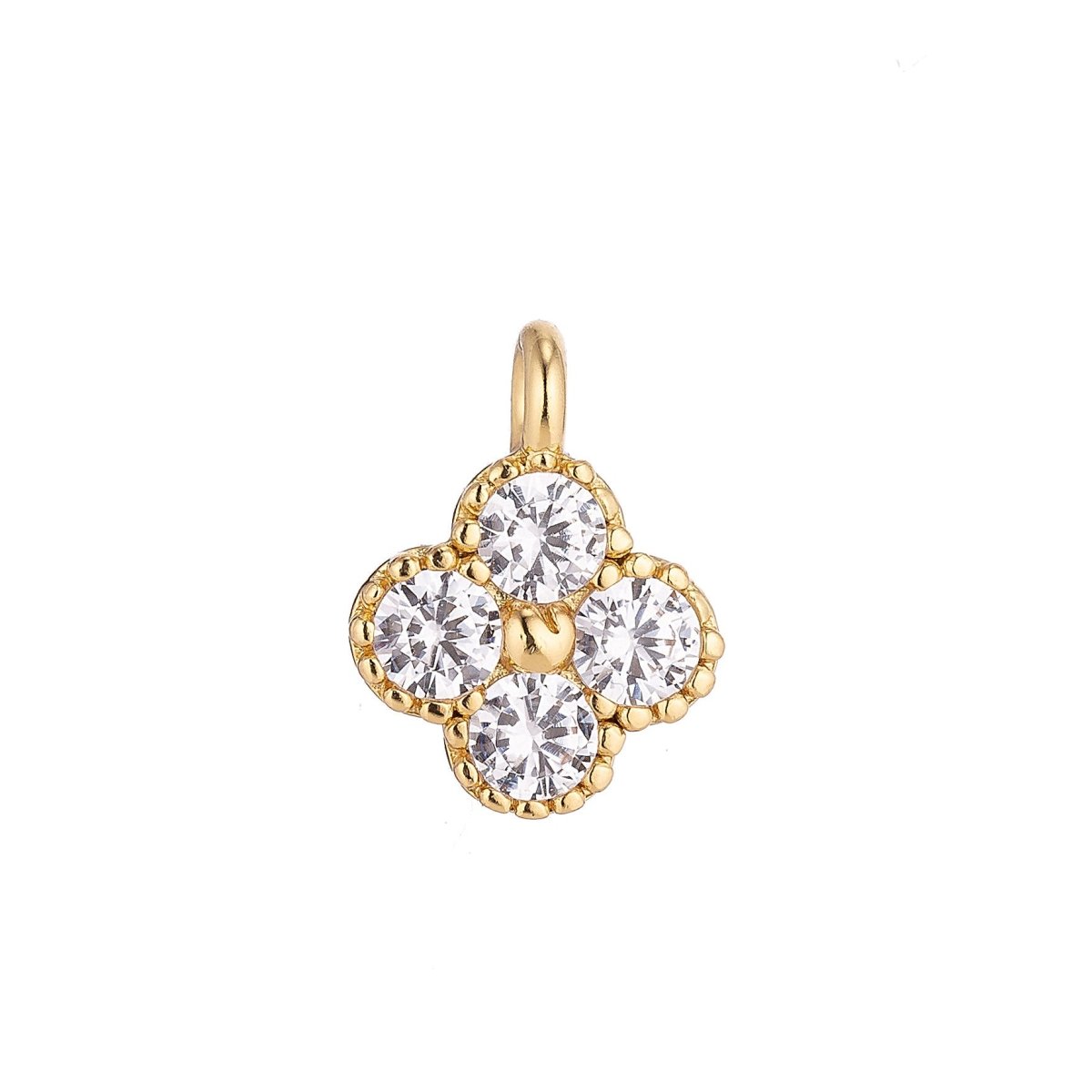 18K Gold Filled Tiny Flower Cubic Zirconia Charm Pendant C-051