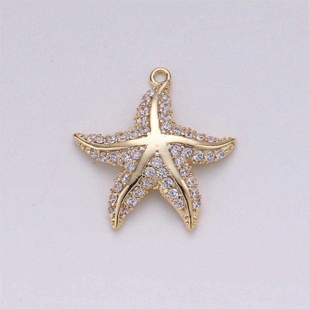18K Gold Filled Tiny Starfish Charm for Necklace Bracelet Earring Jewelry Making Stylish Star fish Charm, Micro Pave CZ Charm E-483