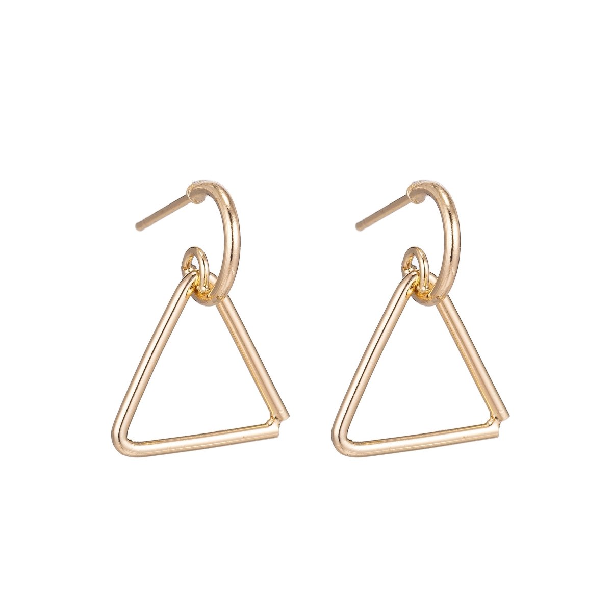 18k Gold Filled Triangle Earrings Post, Handmade Stud Earrings, Geometric Earring Making Findings for Jewelry Making Supplies K-019