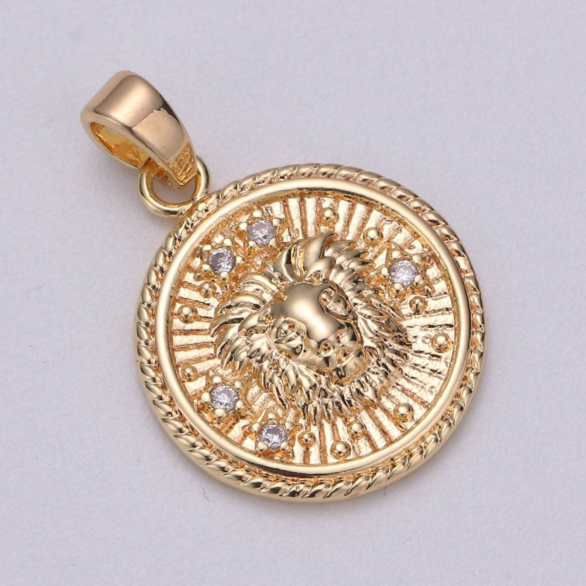 18K Gold Filled Zodiac Horoscope Sign Constellation Medallion Pendant Charm Textured Coin Decorative Edge for Necklace Jewelry Making | A-A1761-A-A1766