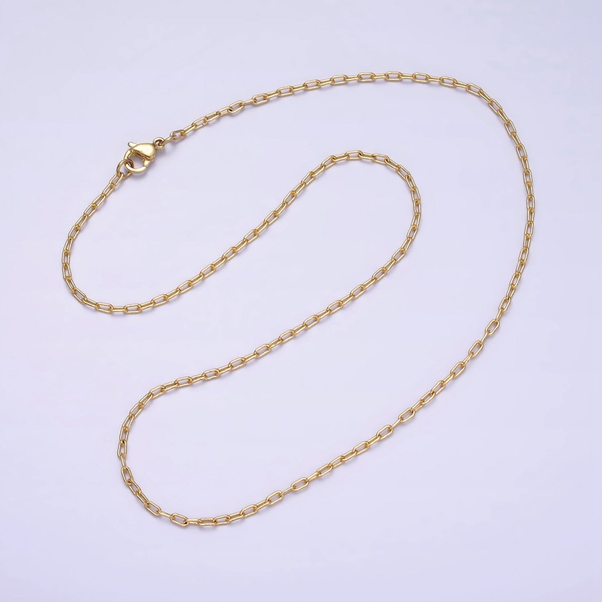1.8mm Dainty Paperclip Cable 16 Inch Choker Chain Necklace | WA-1872 Clearance Pricing