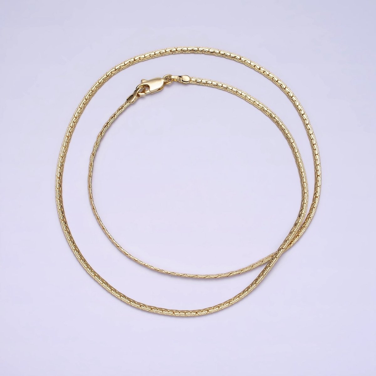 1.8mm Unique Textured Herringbone Layering 17.5 Inch Necklace | WA-1875 Clearance Pricing